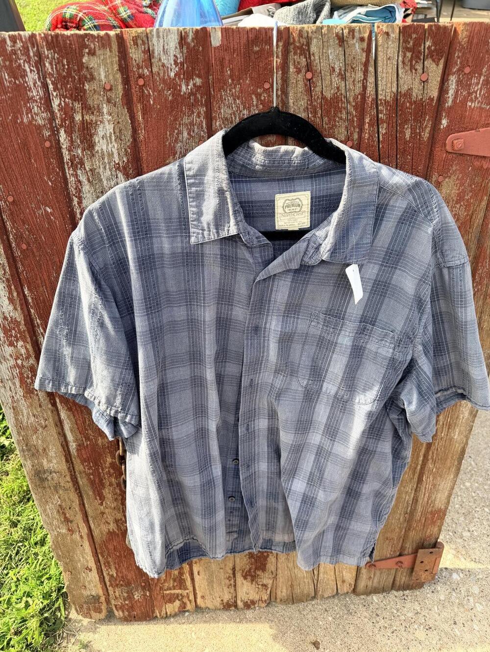 NorthCrest Premium Classic XL Blue Plaid Short Sleeve Shirt